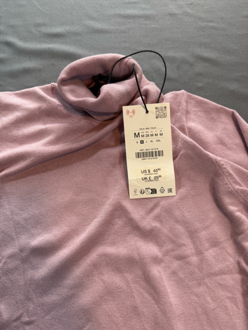 Zara Purple Turtleneck Sweater Lightweight Size M - Picture 3 of 7